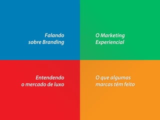 Falando    O Marketing
  sobre Branding    Experiencial




     Entendendo     O que algumas
o mercado de luxo   marcas têm feito
 
