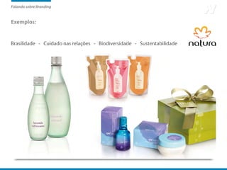 Falando sobre Branding


Exemplos:


Brasilidade - Cuidado nas relações - Biodiversidade - Sustentabilidade
 