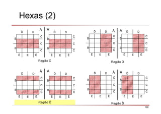 100
Hexas (2)
ð D
C
B
Ē E Ē
ð D
C
B
Ē E Ē
ð D
C
B
Ē E Ē
ð D
C
B
Ē E Ē
AĀ
Região C
AĀ
Região D
ð D
C
B
Ē E Ē
ð D
C
B
Ē E Ē
ð D
C
B
Ē E Ē
ð D
C
B
Ē E Ē
AĀ
Região
AĀ
Região ð
 