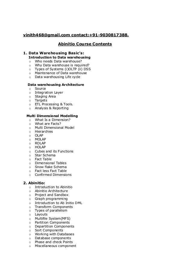 Ab Initio Course Content