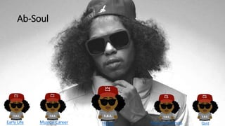 Ab-Soul
Early Life Musical Career Musical InfluencesHome Quiz
 