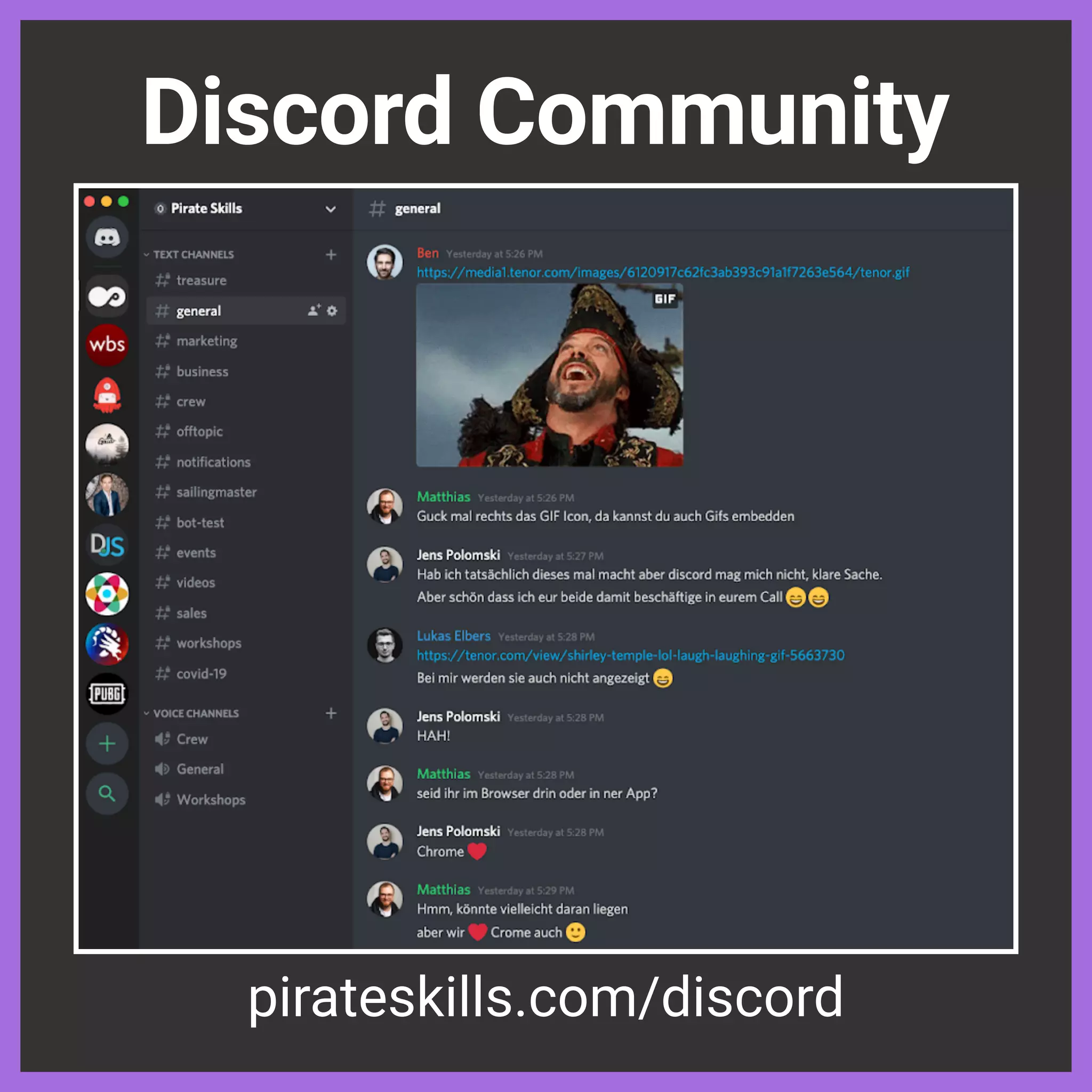 Discord Community
pirateskills.com/discord
 