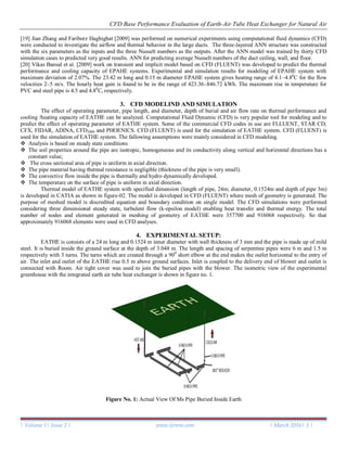 CFD Base Performance Evaluation of Earth-Air Tube Heat Exchanger for ...