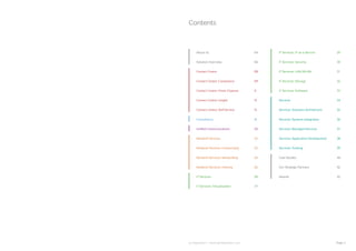 ip integration | www.ipintegration.com Page 3
IT Services: IT-as-a-Service
IT Services: Security
IT Services: LAN/WLAN
IT Services: Storage
IT Services: Software
Services
Services: Solutions Architecture
Services: Systems Integration
Services: Managed Services
Services: Application Development
Services: Training
Case Studies
Our Strategic Partners
Awards
Contents
About Us
Solution Overview
Contact Centre
Contact Centre: Compliance
Contact Centre: Omni-Channel
Contact Centre: Insight
Contact Centre: Self-Service
Consultancy
Unified Communications
Network Services
Network Services: Connectivity
Network Services: Networking
Network Services: Hosting
IT Services
IT Services: Virtualisation
04
06
08
09
11
13
15
16
20
22
23
24
26
28
29
29
30
31
32
33
34
35
36
37
38
39
40
42
42
 