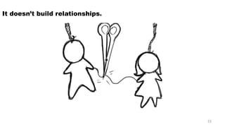 It doesn’t build relationships. 
22 
 