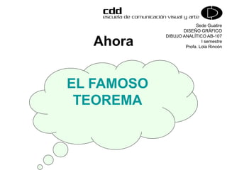 Sede Guatire
DISEÑO GRÁFICO
DIBUJO ANALÍTICO AB-107
I semestre
Profa. Lola Rincón
Ahora
EL FAMOSO
TEOREMA
 