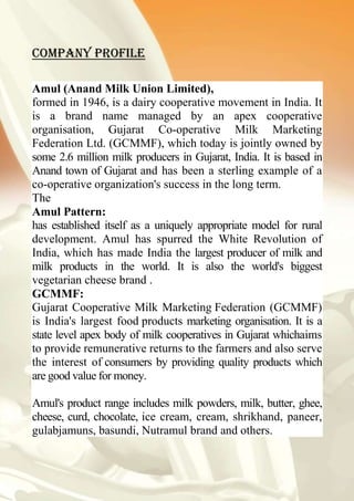 analysis on amul products | DOCX
