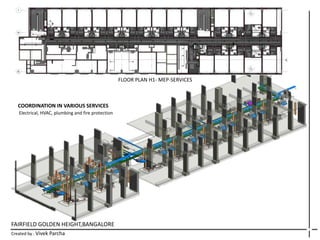 FAIRFIELD GOLDEN HEIGHT,BANGALORE
Created by : Vivek Parcha
FLOOR PLAN H1- MEP-SERVICES
COORDINATION IN VARIOUS SERVICES
Electrical, HVAC, plumbing and fire protection
 