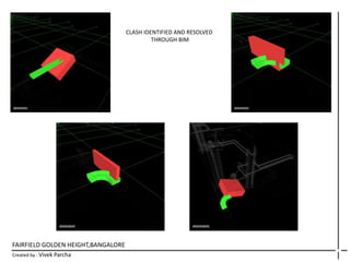 FAIRFIELD GOLDEN HEIGHT,BANGALORE
Created by : Vivek Parcha
CLASH IDENTIFIED AND RESOLVED
THROUGH BIM
 