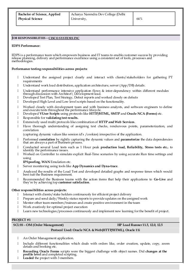 performance test engineer sle resume cv sapna performance test engineer performance test engineer sle resume cv sapna performance test engineer