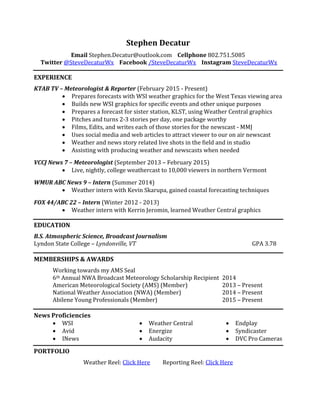 Stephen Decatur Abc Weatherman DECATUR_Resume | PDF