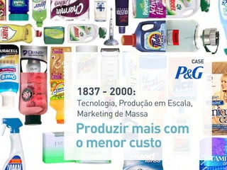 CASE
1837 - 2000:
Tecnologia, Produção em Escala,
Marketing de Massa
Produzir mais com
o menor custo
 