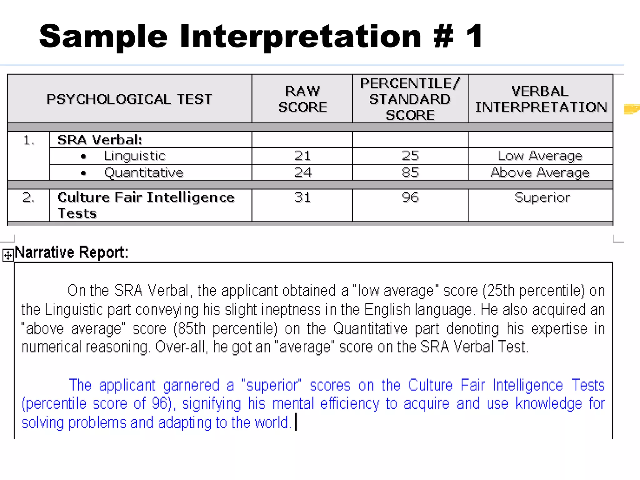 Sample Interpretation # 1
 