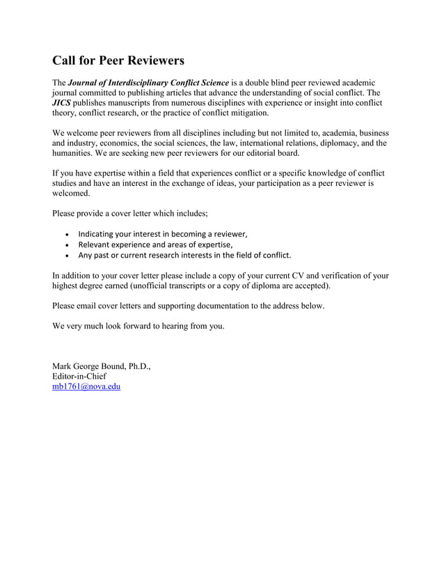 Call for Peer Reviewers PDF