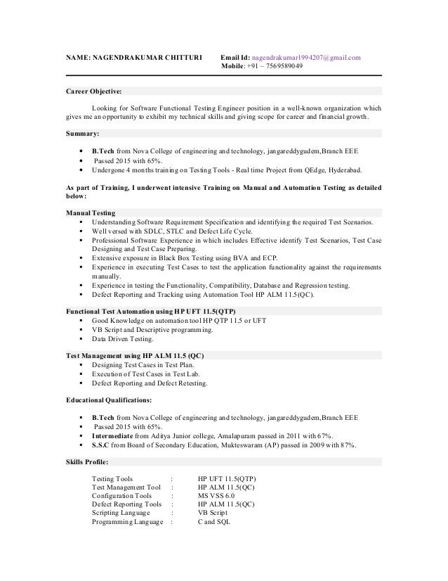 Nani Testing Resume