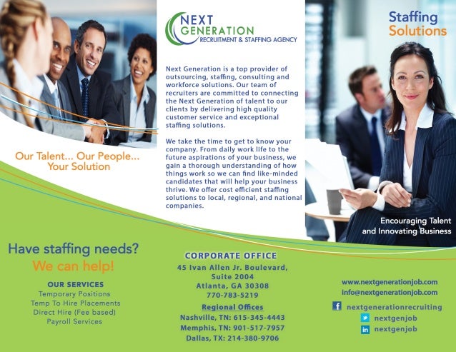 next generation recruitment and staffing brochure recruitment agency brochure
