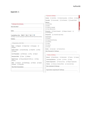 Hufford 81
Appendix 1:
 