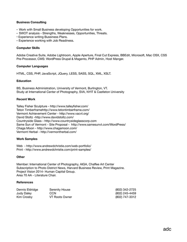 Resume Andrew Christie PDF Resume andrew christie pdf