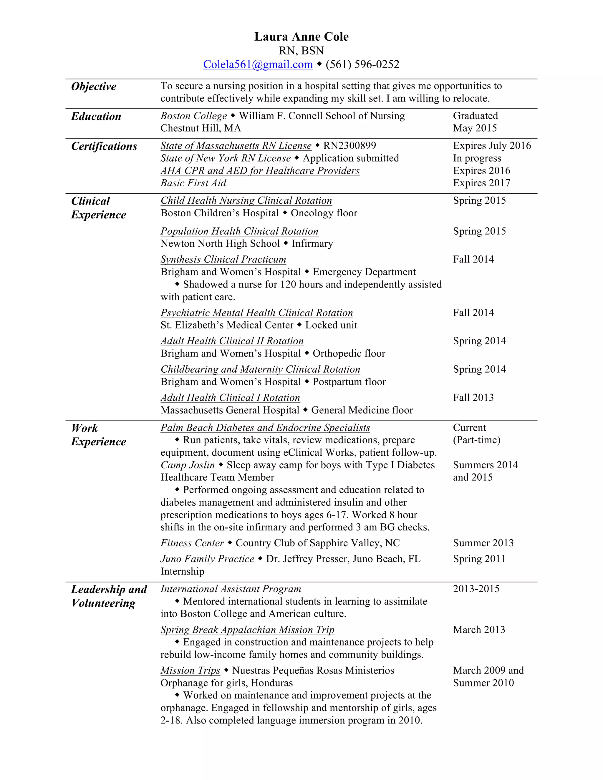 Laura Anne Cole Resume Link | PDF | Medical Health