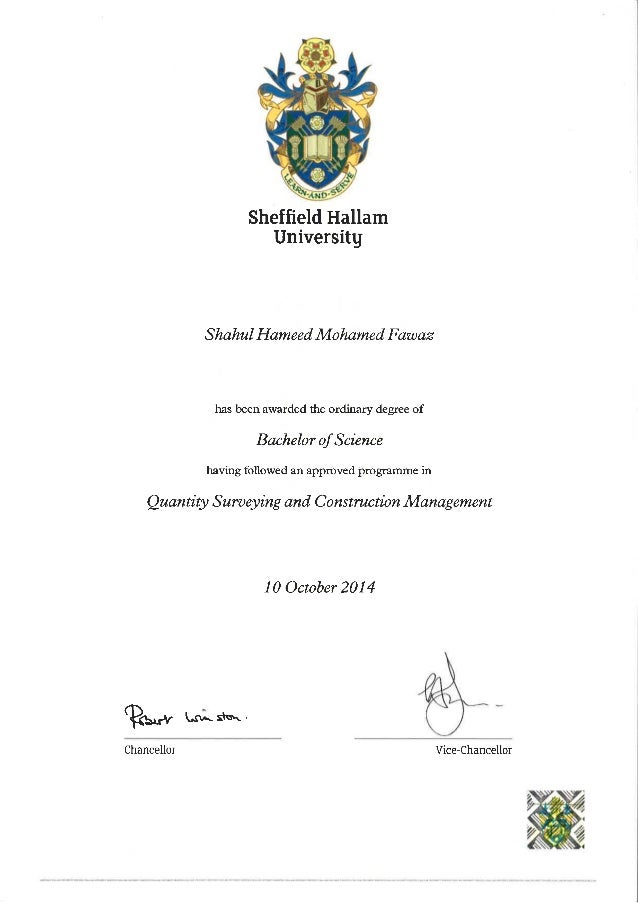 shu award certificate ordinary degree