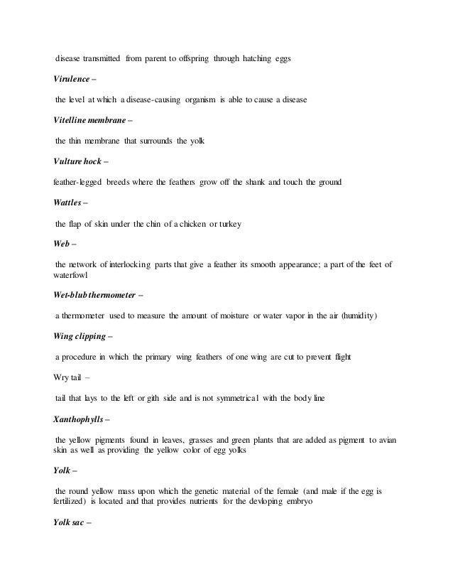 Poultry Terms