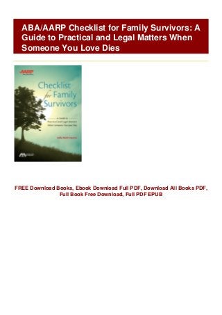 Aarp Checklist When Spouse Dies – VDXG