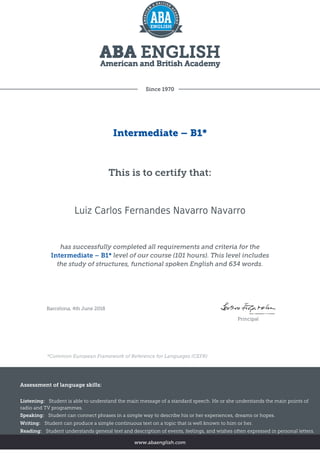 Certification-ABA-Engllish-Intermediate-B1