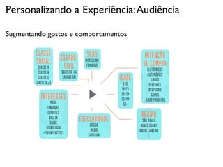 Personalizando a Experiência: Audiência

Segmentando gostos e comportamentos
 