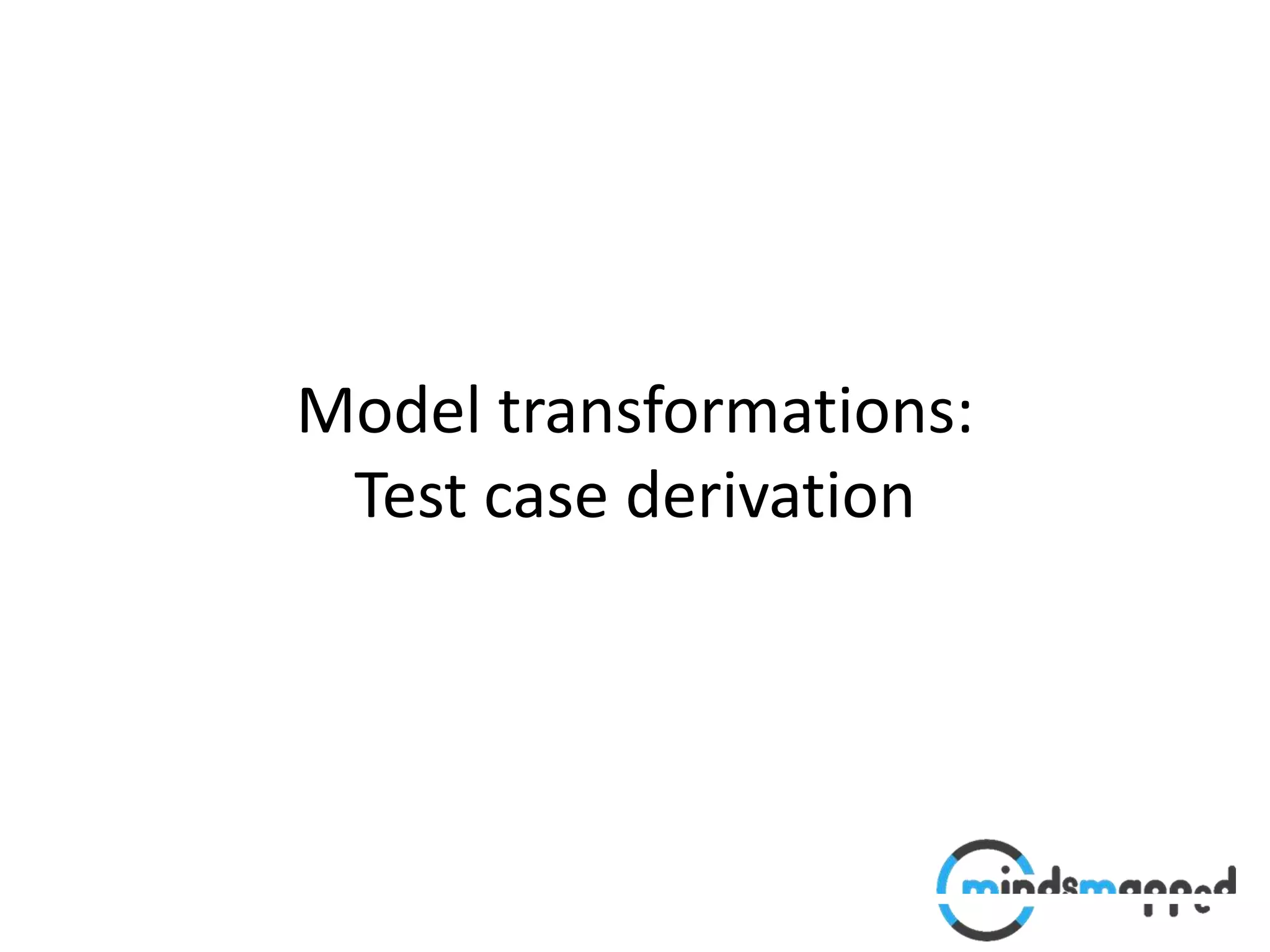 Model transformations:
Test case derivation
 
