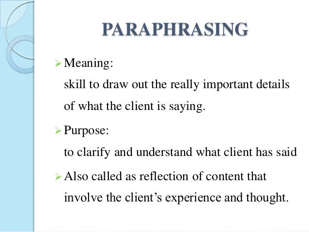 paraphrasing meaning in counselling