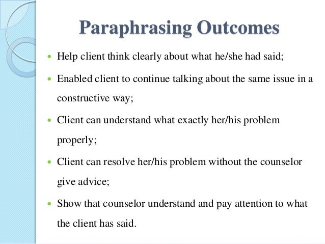 Paraphrasing help online in counselling