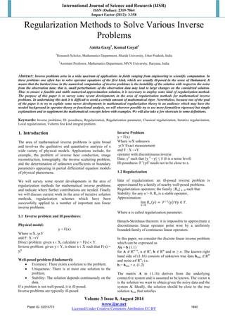Regularization Methods to Solve | PDF