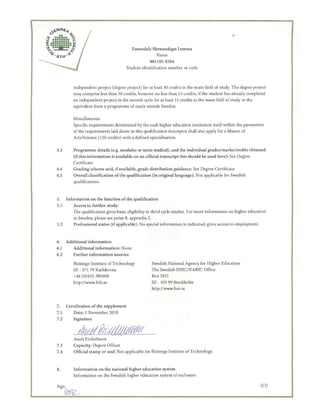 MSc degree certificate