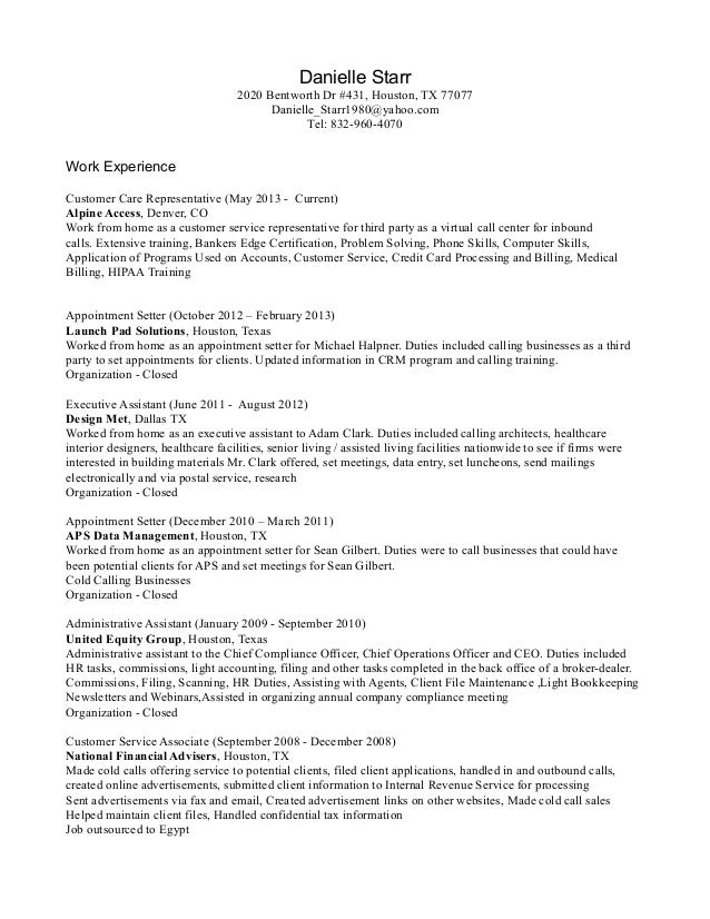 Danielle Starr Resume 2014