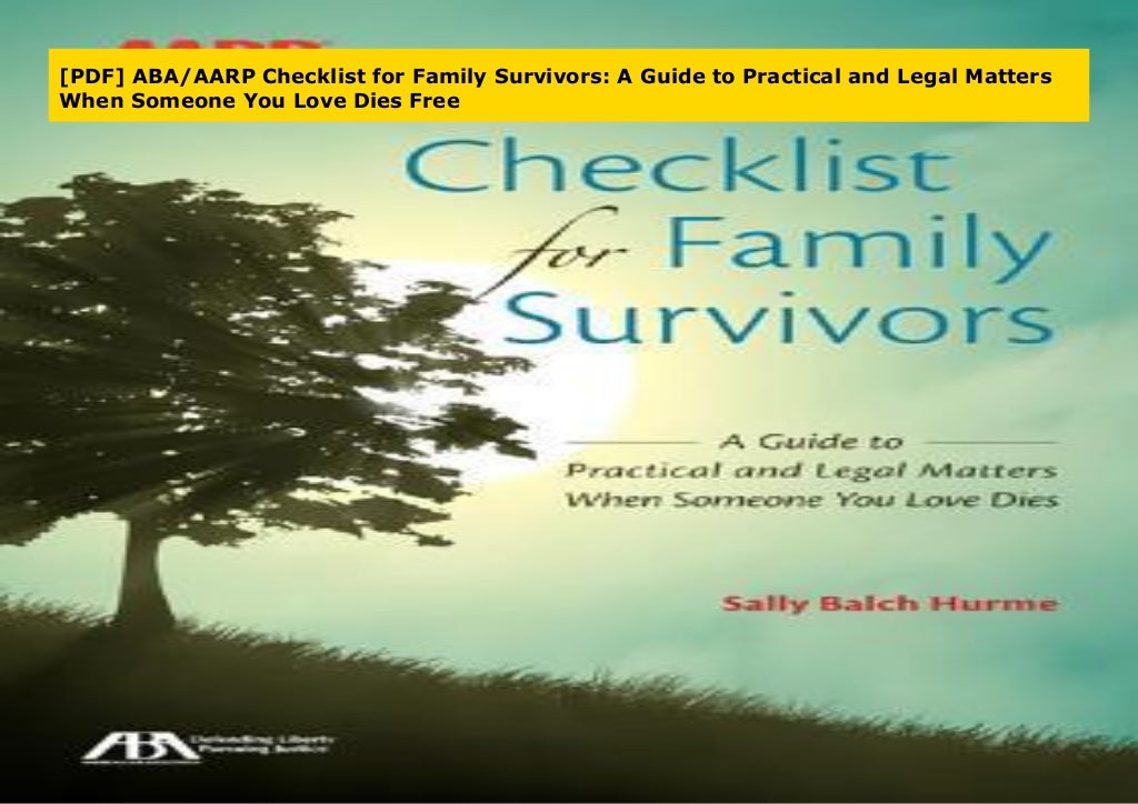 [PDF] ABA/AARP Checklist for Family Survivors: A Guide to Practical and ...