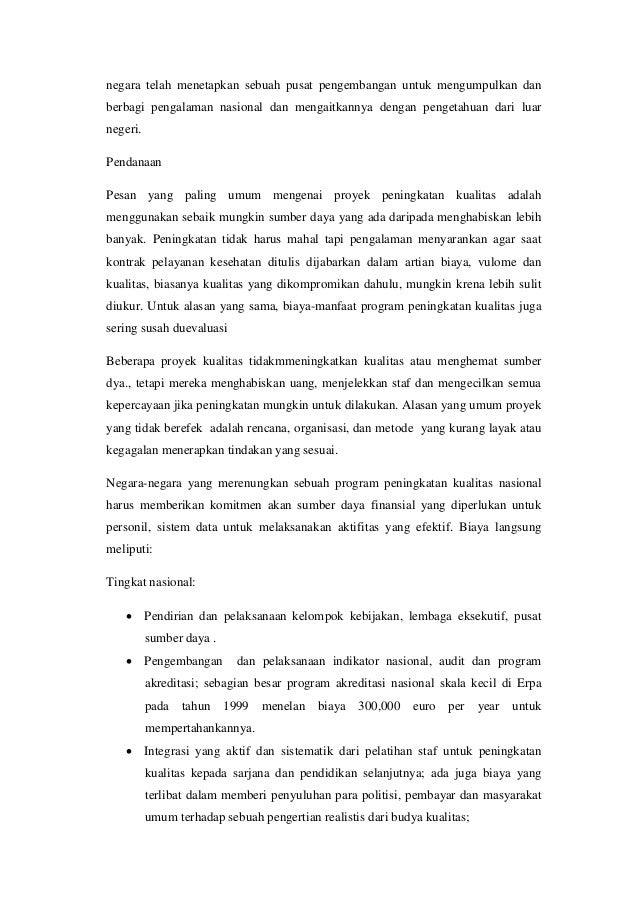 Latar Belakang untuk Kebijakan Kualitas Nasional dalam 