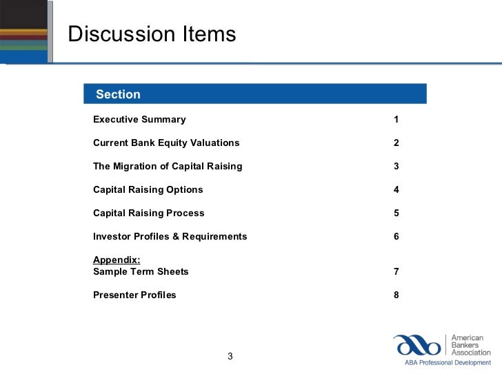 Community Bank Options For Raising Capital Community Bank Options For Raising Capital
