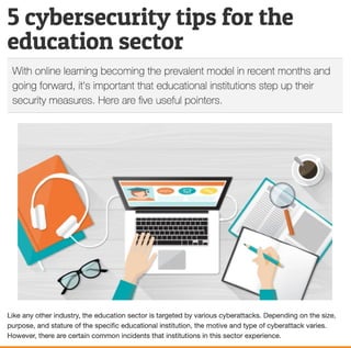 5 Cybersecurity tips for the education sector