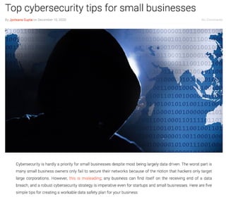 Top cybersecurity tips for small businesses