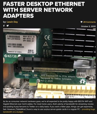 Faster desktop ethernet with server network adapters