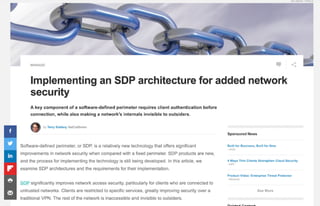 Implementing an SDP architecture for added network security