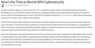 Now's the Time to Revisit WFH Cybersecurity