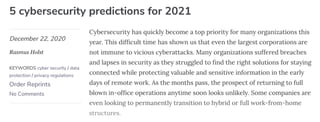5 cybersecurity predictions for 2021