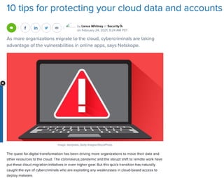 10 Tips for protecting your cloud accounts