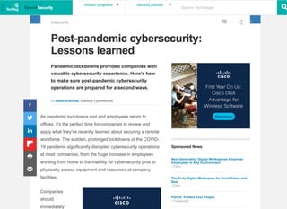 Post-pandemic cybersecurity: Lessons learned