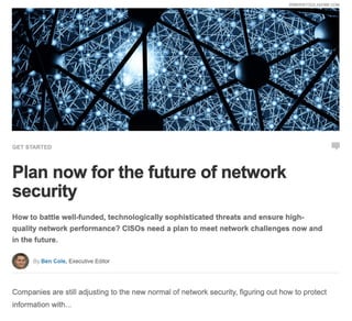 Plan now for the future of Network