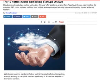 The 10Hottest Cloud Computing Startups of 2020