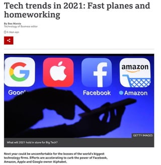 Tech trends in 2021: Fast planes and home working