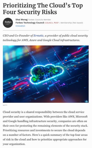 Prioritizing The Cloud's Top Four Security Risks