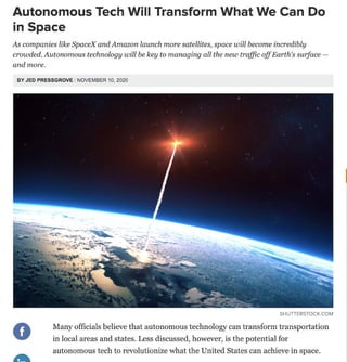 Autonomous Tech will transform what we can do in space